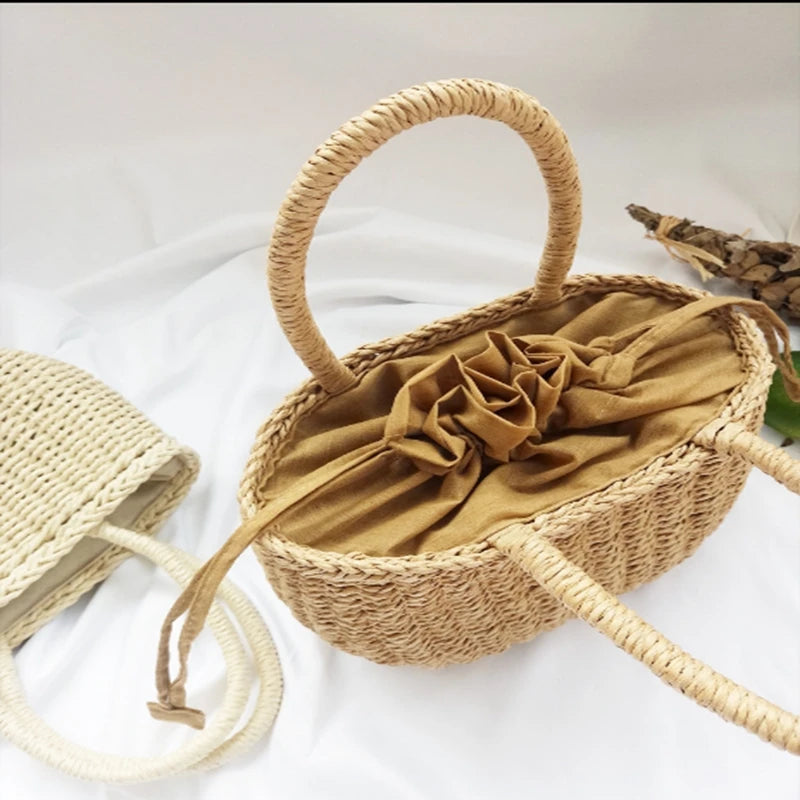 Milae Straw Bucket Bag