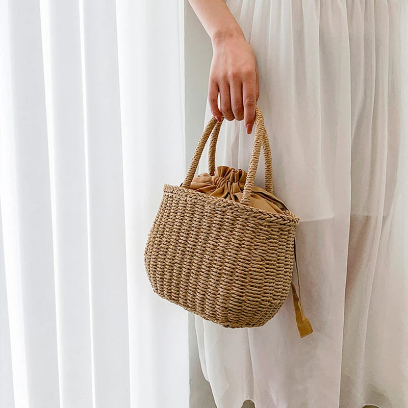 Milae Straw Bucket Bag