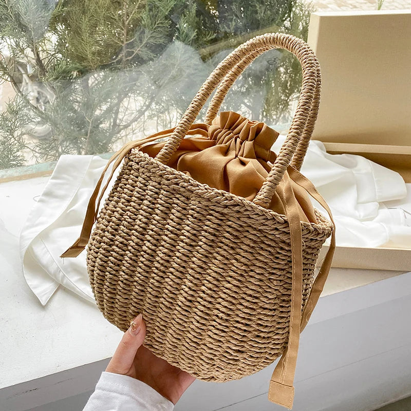 Milae Straw Bucket Bag